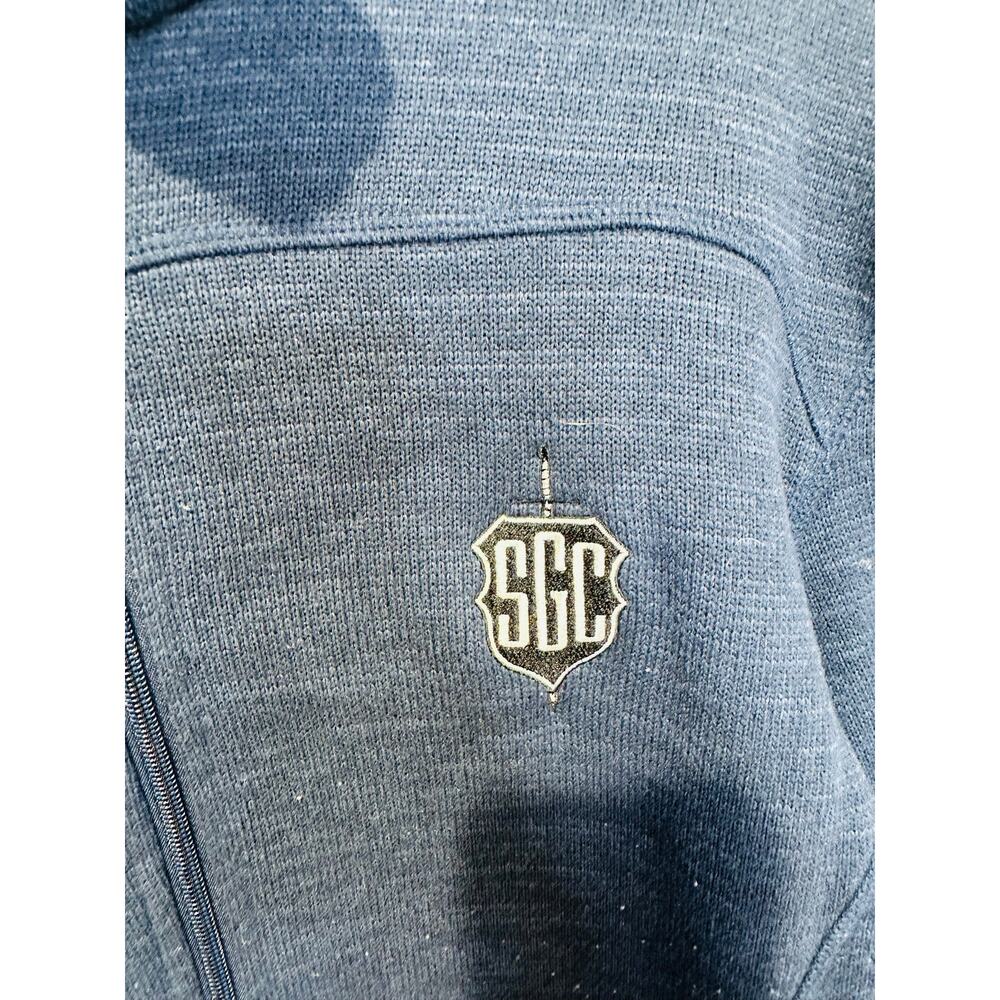 EDDIE BAUER Blue Full Zip Up SGC Embroidered Front Zip Pocket Jacket sz Large - Picture 4 of 13